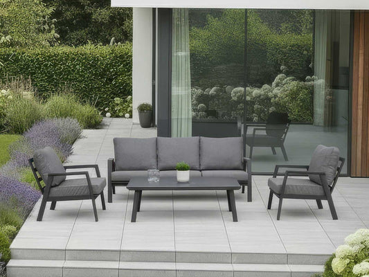 Nova - Phoenix 3 Seater Sofa Set with Rectangular Coffee Table - Grey