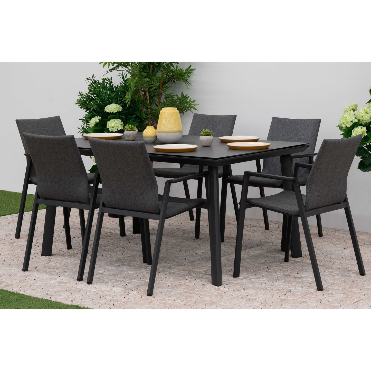 Nova - Phoenix 6 Seat Rectangular Dining Set - Grey