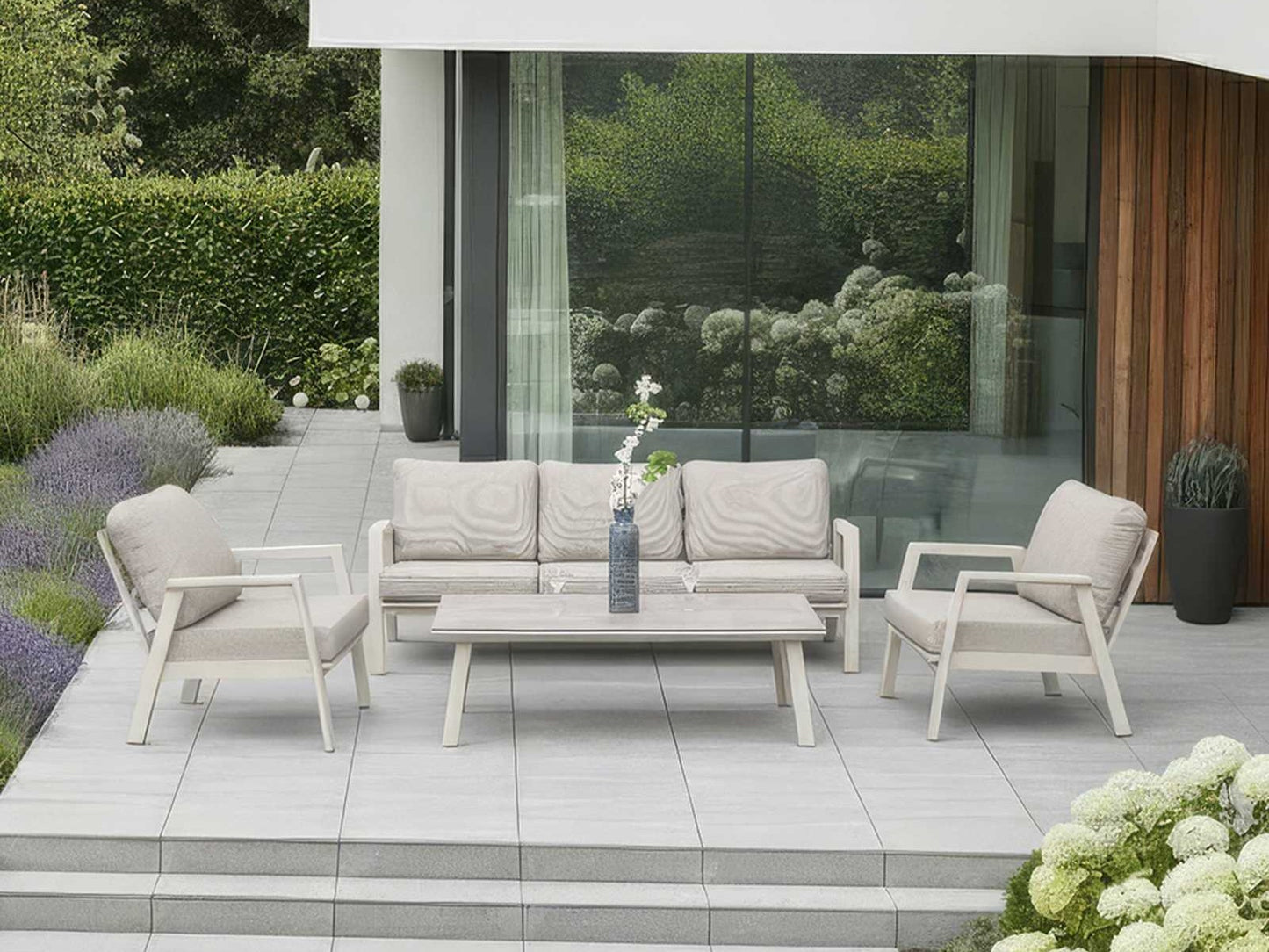 Nova - Phoenix 3 Seater Sofa Set with Rectangular Coffee Table - Pebble