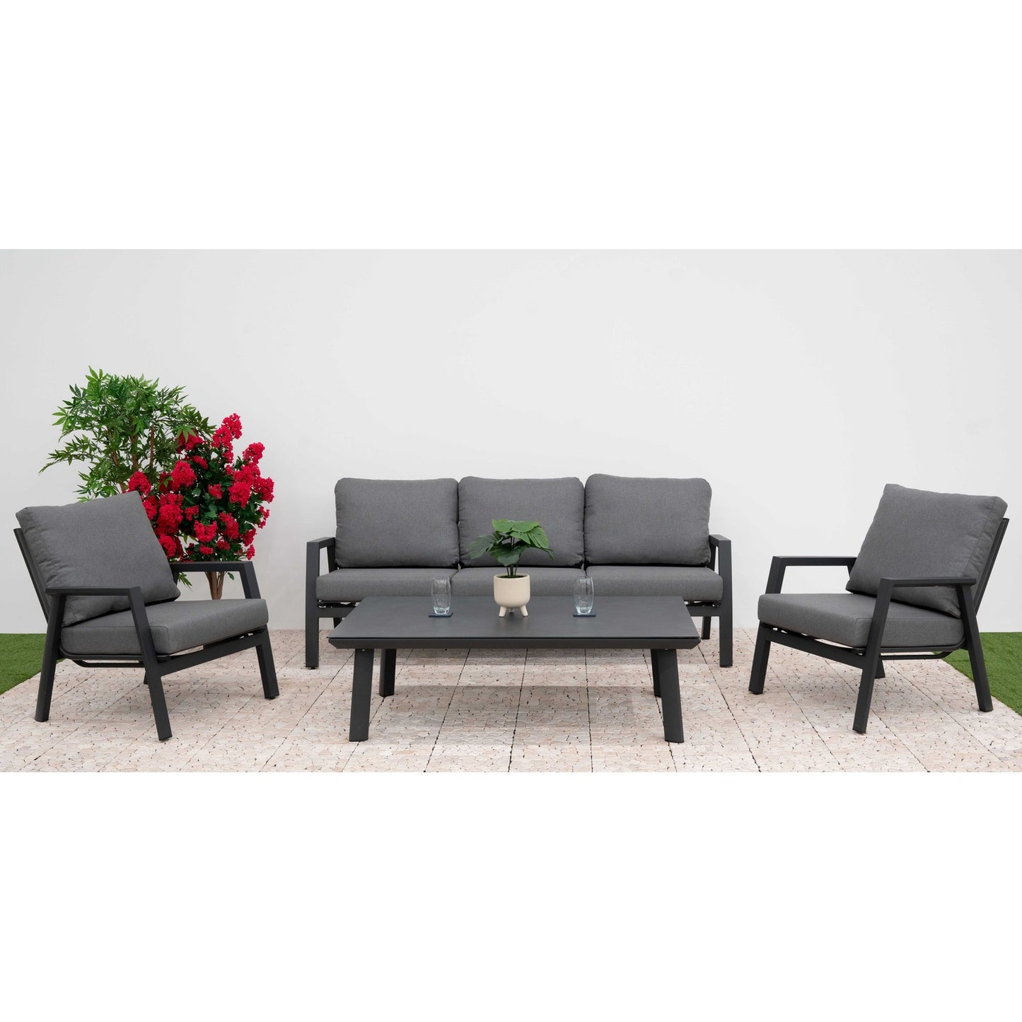 Nova - Zara 3 Seater Lounging Sofa Set with Rectangular Coffee Table - Grey