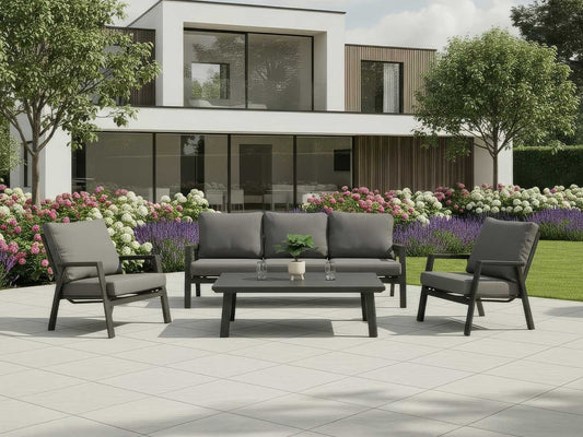 Nova - Zara 3 Seater Lounging Sofa Set with Rectangular Coffee Table - Grey