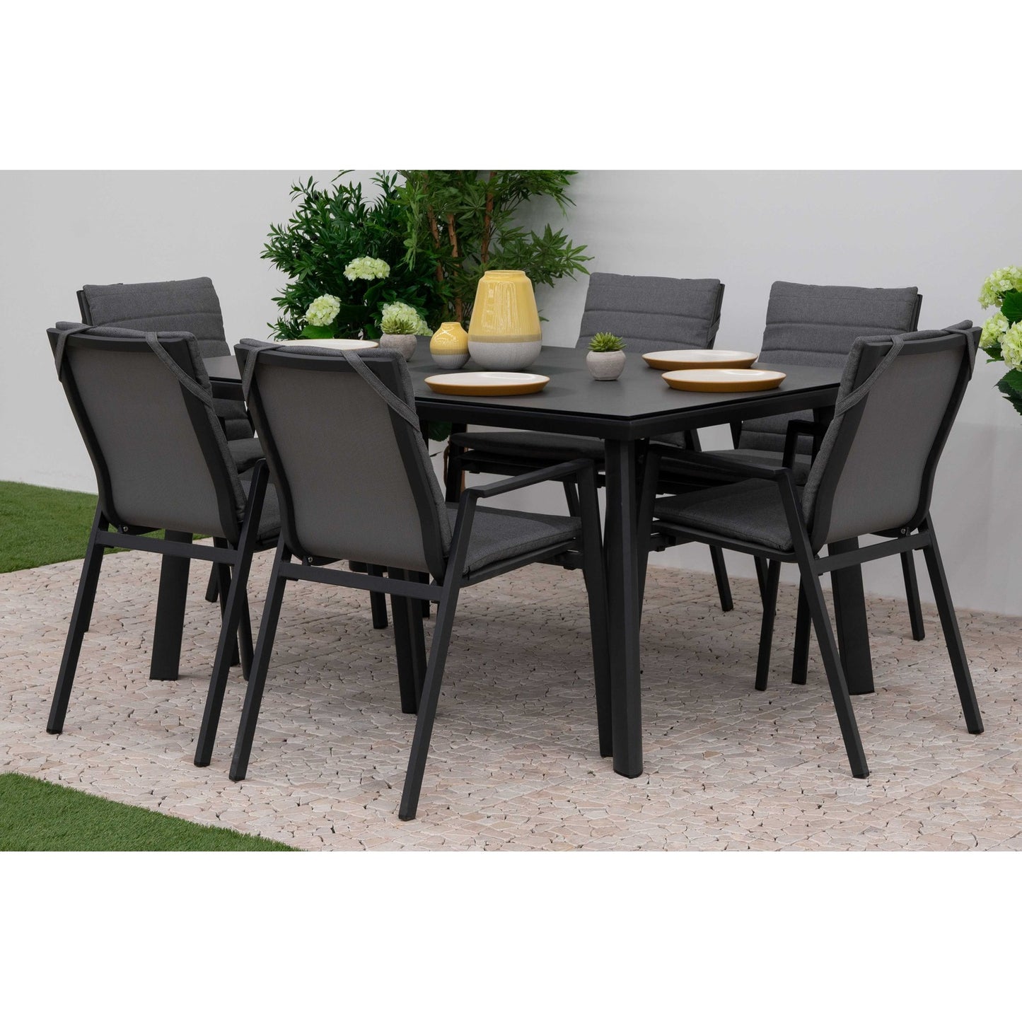 Nova - Zara 6 Seat Dining Set - 1.5 x 1.0m Rectangular Table - Grey