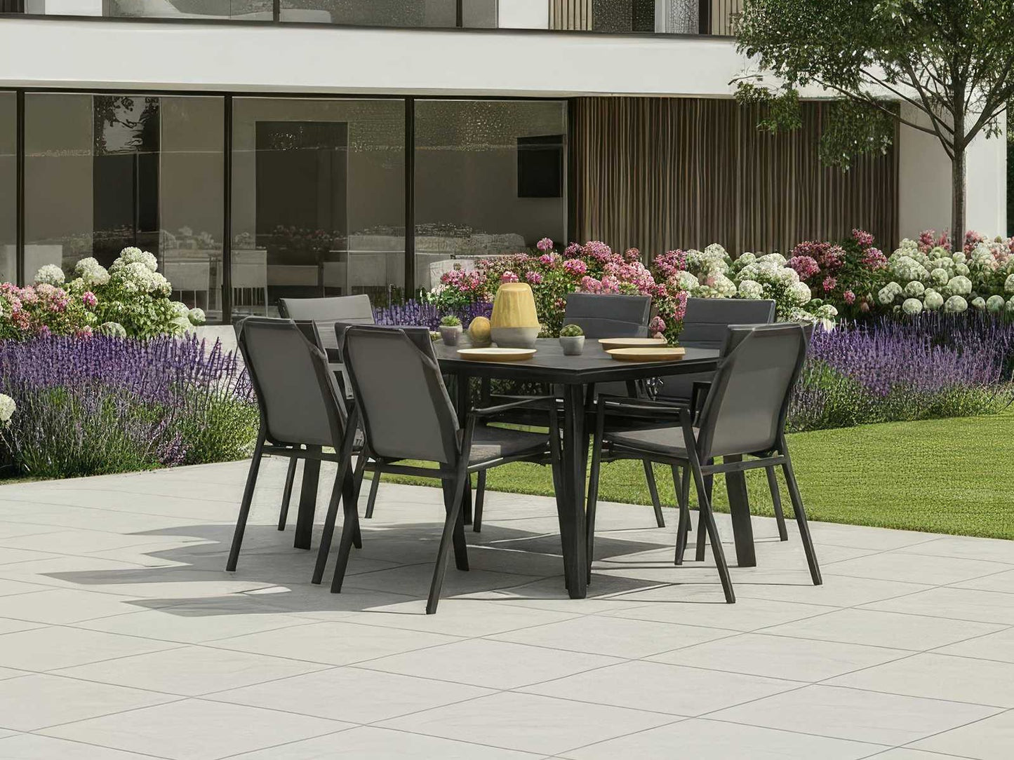 Nova - Zara 6 Seat Dining Set - 1.5 x 1.0m Rectangular Table - Grey
