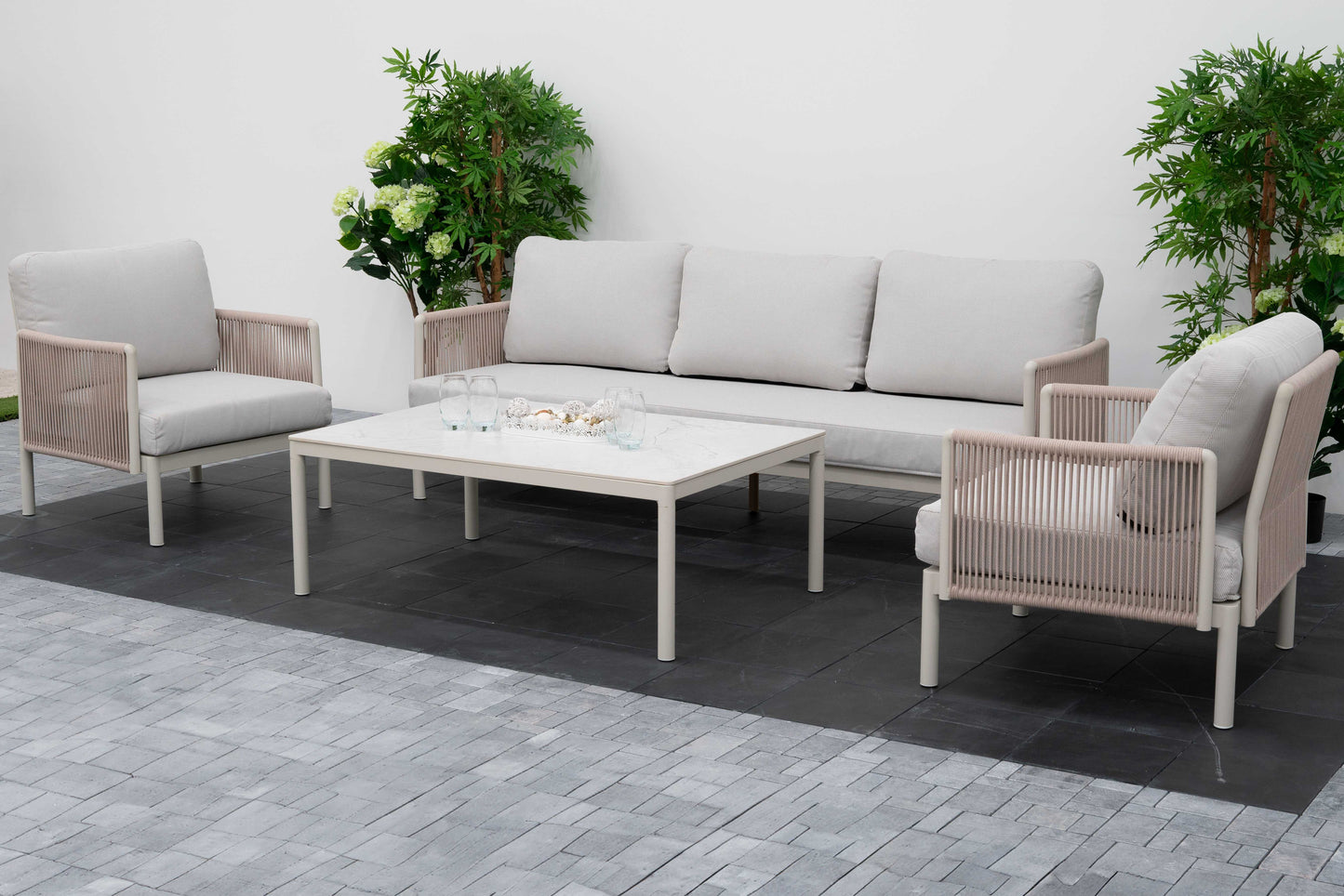 Nova - Hayden 3 Seater Sofa Set with Rectangular Coffee Table - Pebble
