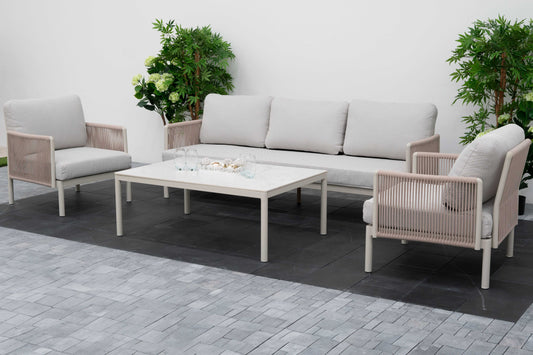 Nova - Hayden 3 Seater Sofa Set with Rectangular Coffee Table - Pebble