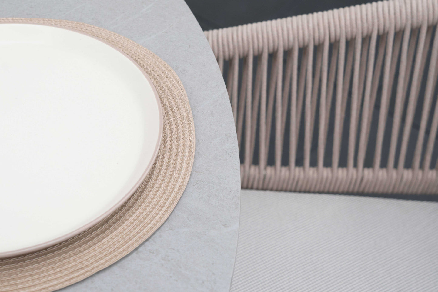 Nova - Hayden 6 Seat Round Reclining Dining Set - Pebble