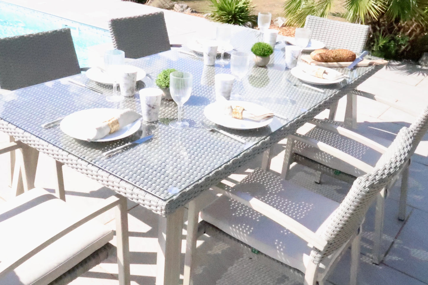 Nova - Griffin 6 Seat Rectangular Dining Set - Light Grey