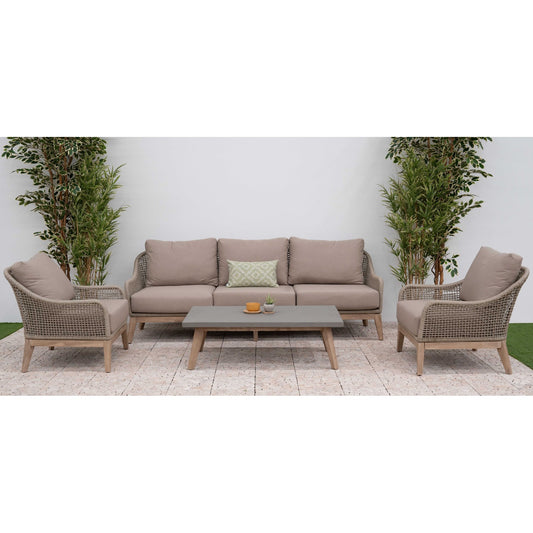 Nova - Summer 3 Seater Sofa Set with Rectangular Coffee Table - Beige