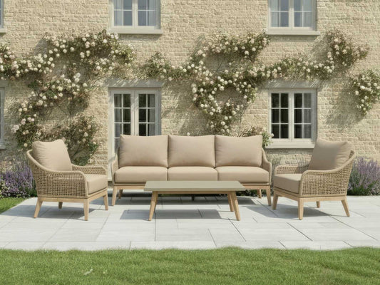 Nova - Summer 3 Seater Sofa Set with Rectangular Coffee Table - Beige