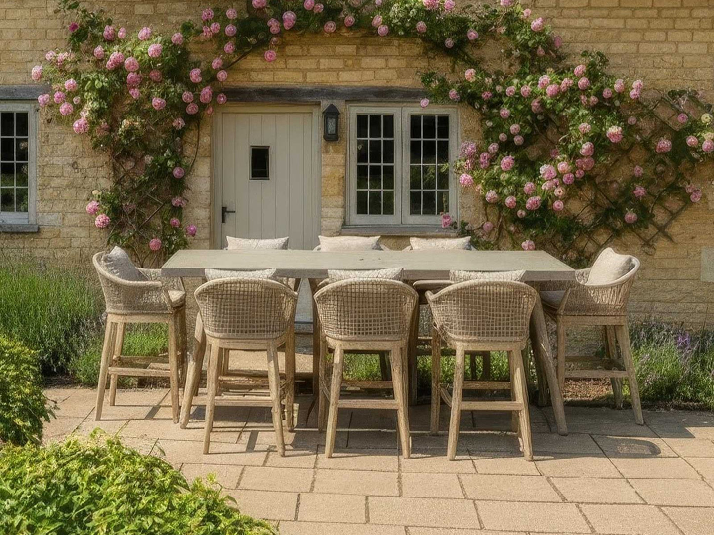 Nova - Summer 8 Seat Rectangular High Dining Set - Beige