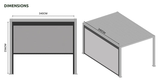 Nova - 2.6m Pull Down Screen for Titan Pergolas - Grey