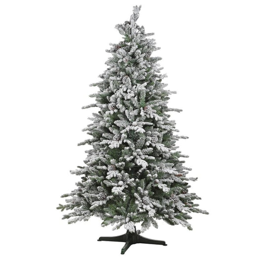 7' Flock Rotating Lit Tree