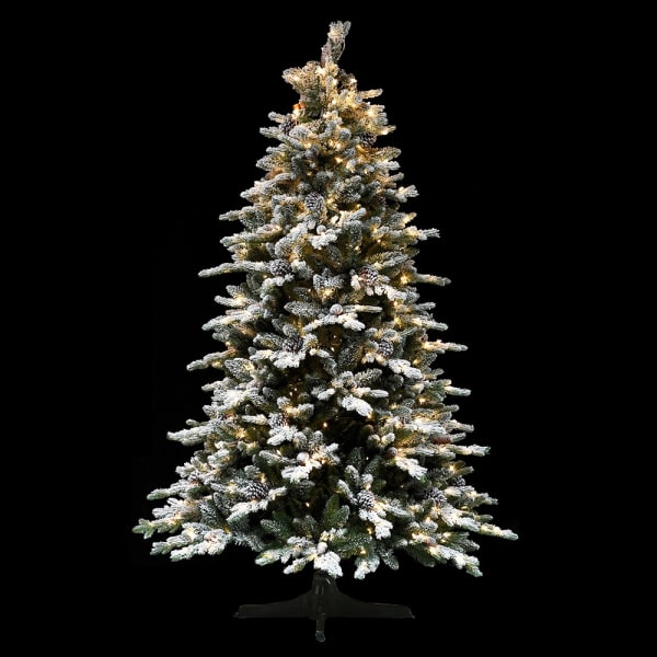7' Flock Rotating Lit Tree