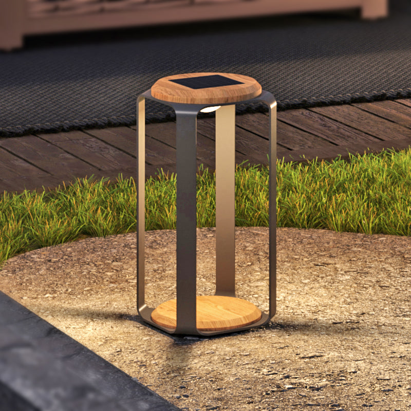 Chimes - Pegasus Large Aluminum & Teak Solar LED Lantern - Large