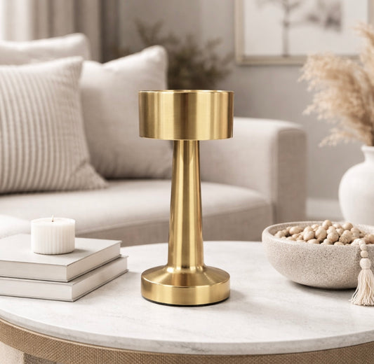 RECHARGEABLE TOUCH LAMP IN BRUSHED GOLD