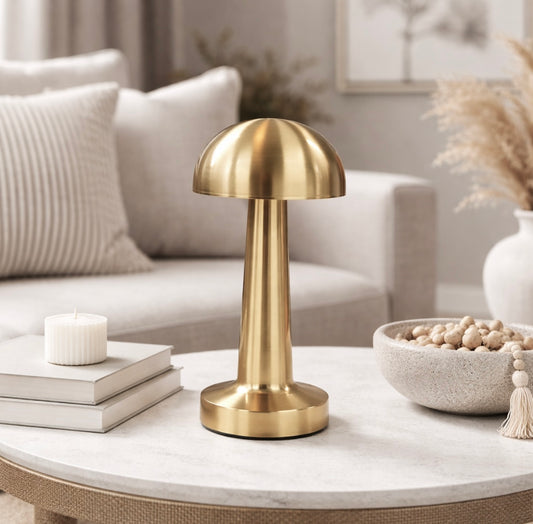 RECHARGEABLE TOUCH LAMP IN BRUSHED GOLD