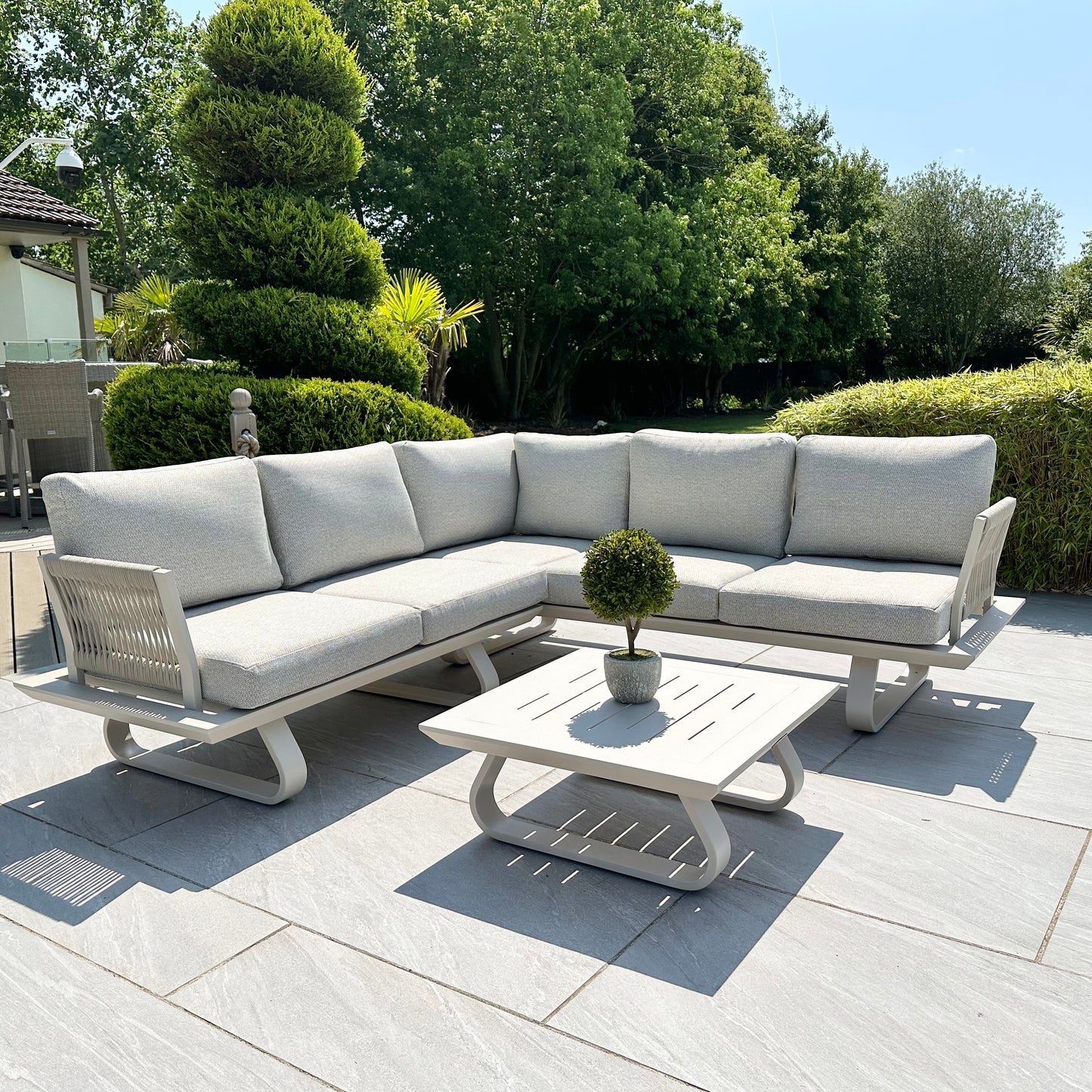 Chimes - Cagliari Aluminium & Rope Casual Corner Sofa Set With Coffee Table