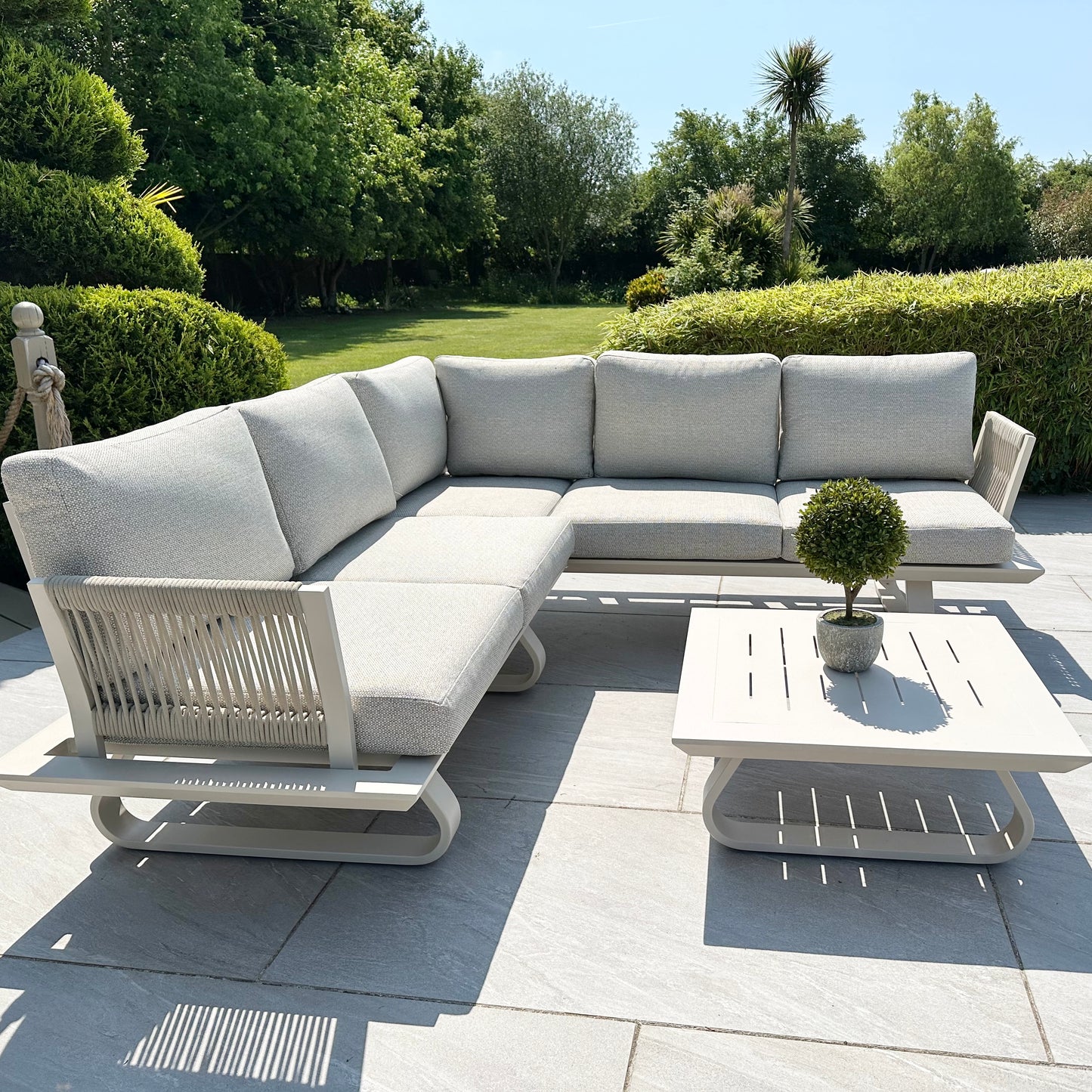 Chimes - Cagliari Aluminium & Rope Casual Corner Sofa Set With Coffee Table