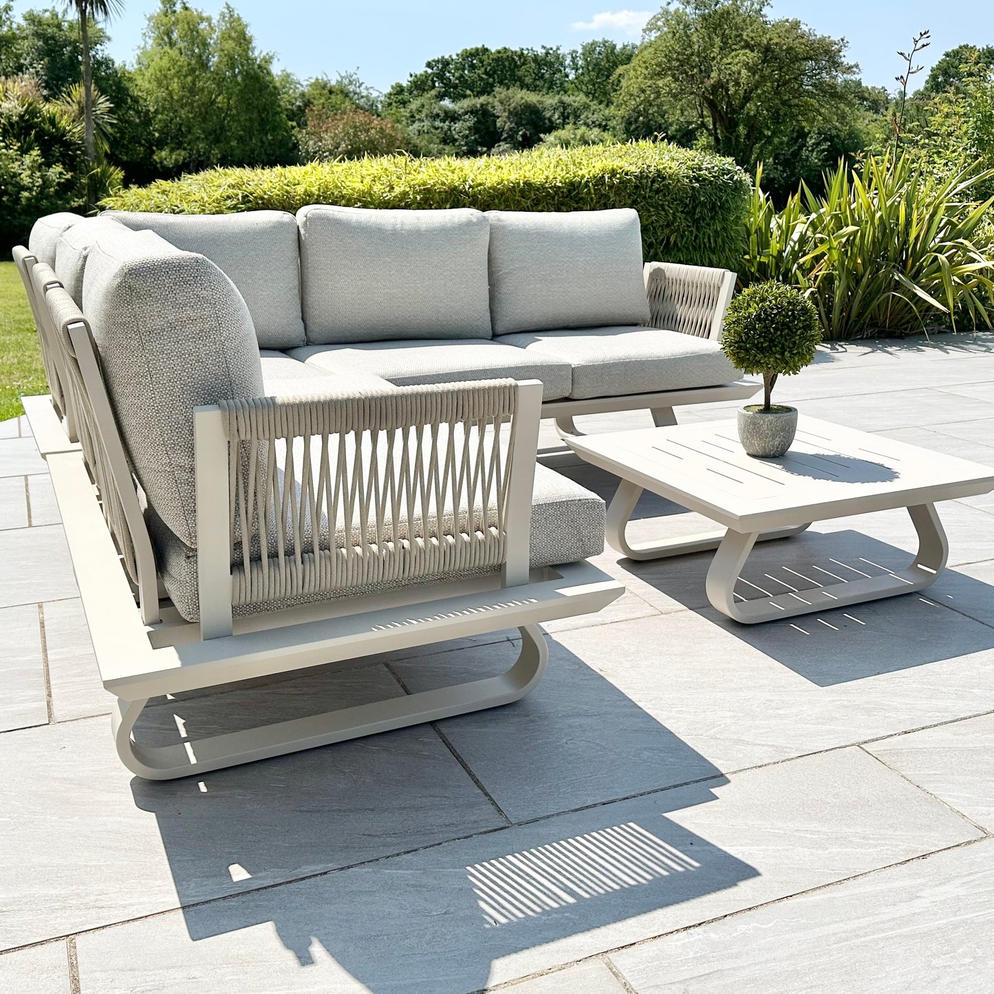 Chimes - Cagliari Aluminium & Rope Casual Corner Sofa Set With Coffee Table