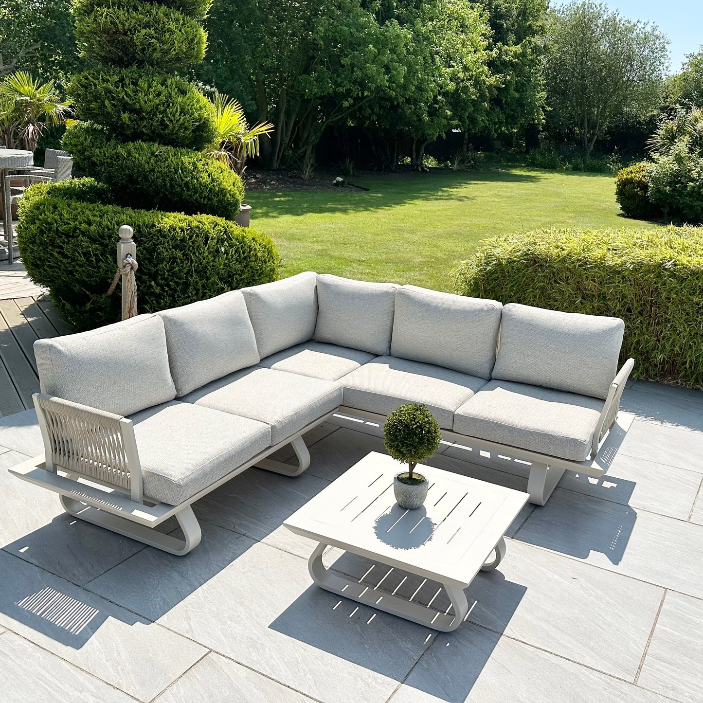 Chimes - Cagliari Aluminium & Rope Casual Corner Sofa Set With Coffee Table