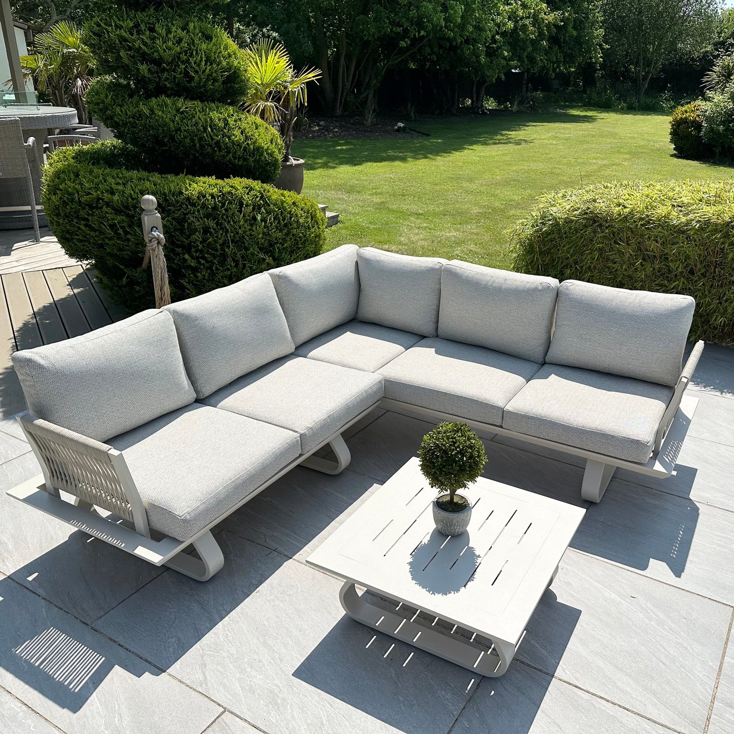 Chimes - Cagliari Aluminium & Rope Casual Corner Sofa Set With Coffee Table