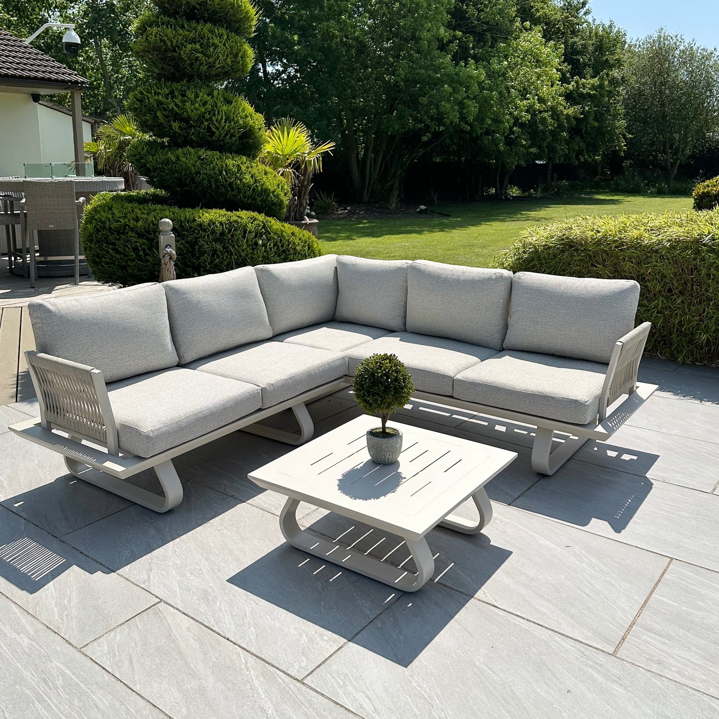 Chimes - Cagliari Aluminium & Rope Casual Corner Sofa Set With Coffee Table