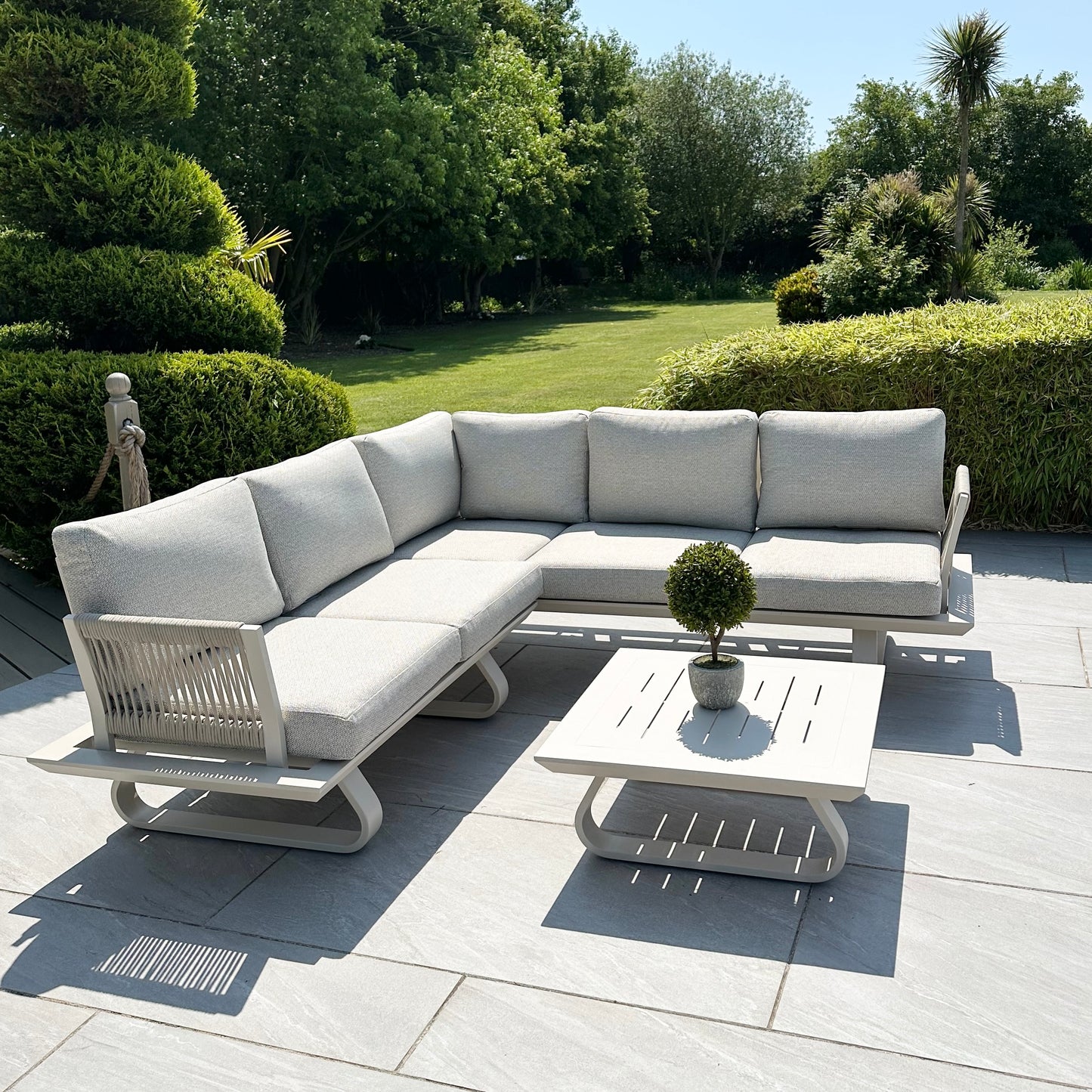 Chimes - Cagliari Aluminium & Rope Casual Corner Sofa Set With Coffee Table