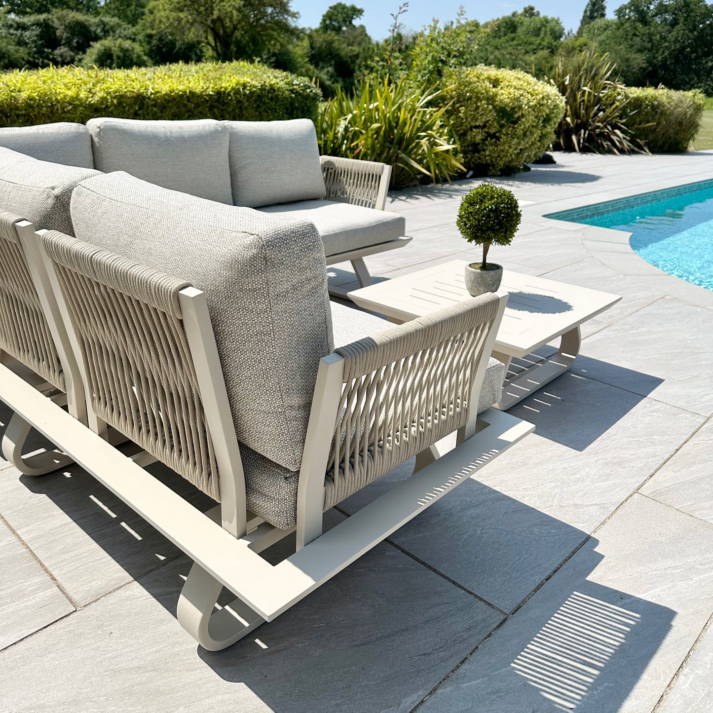 Chimes - Cagliari Aluminium & Rope Casual Corner Sofa Set With Coffee Table