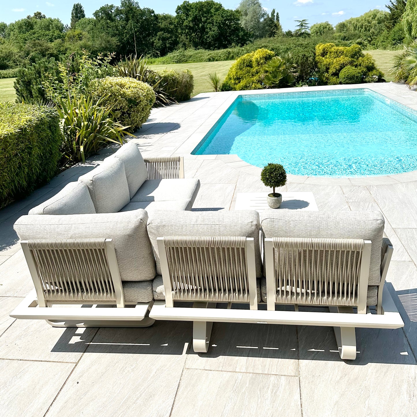 Chimes - Cagliari Aluminium & Rope Casual Corner Sofa Set With Coffee Table