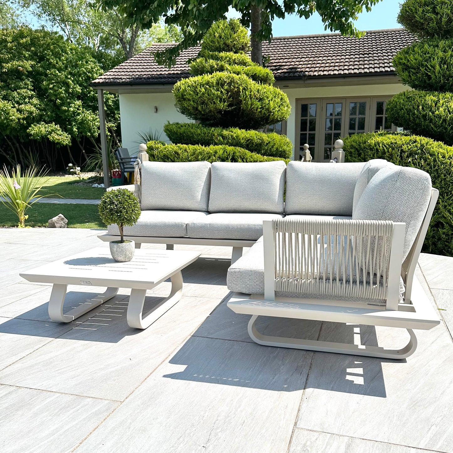 Chimes - Cagliari Aluminium & Rope Casual Corner Sofa Set With Coffee Table