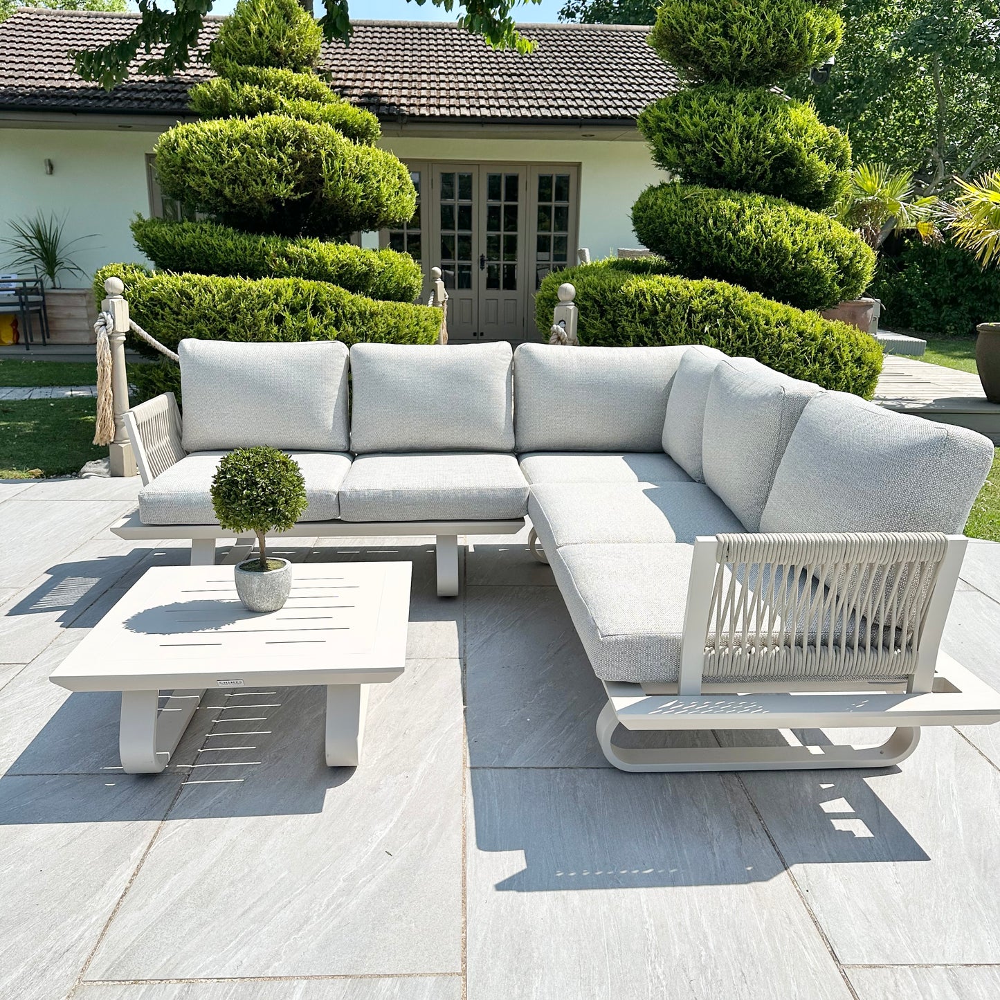 Chimes - Cagliari Aluminium & Rope Casual Corner Sofa Set With Coffee Table