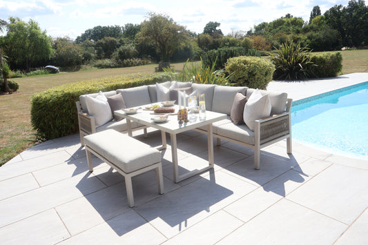 Chimes - Lucca Aluminium & Rope Casual Corner Dining Set - Left Hand