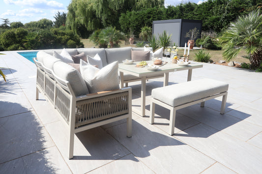 Chimes - Lucca Aluminium & Rope Casual Corner Dining Set - Left Hand