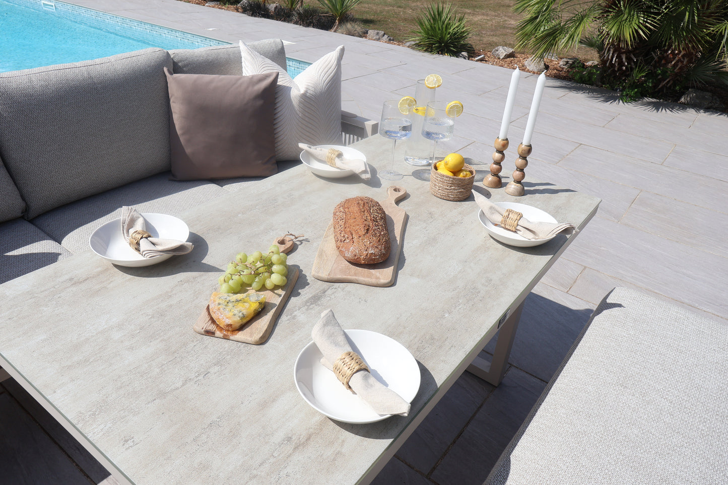 Chimes - Lucca Aluminium & Rope Casual Corner Dining Set - Left Hand