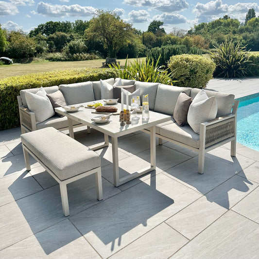 Chimes - Lucca Aluminium & Rope Casual Corner Dining Set - Left Hand