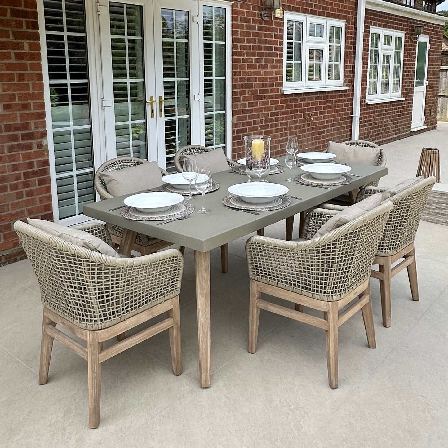 Nova - Summer 6 Seat Rectangular Dining Set - Beige