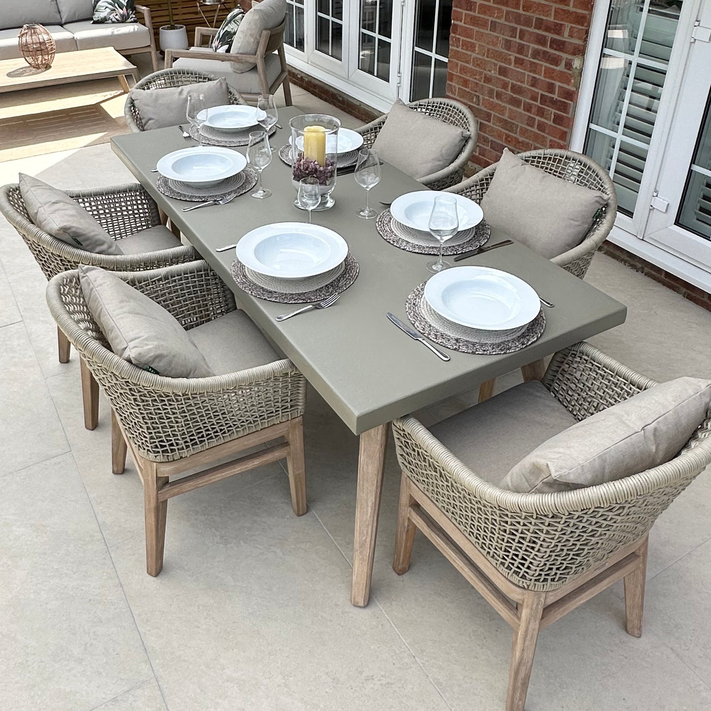 Nova - Summer 6 Seat Rectangular Dining Set - Beige