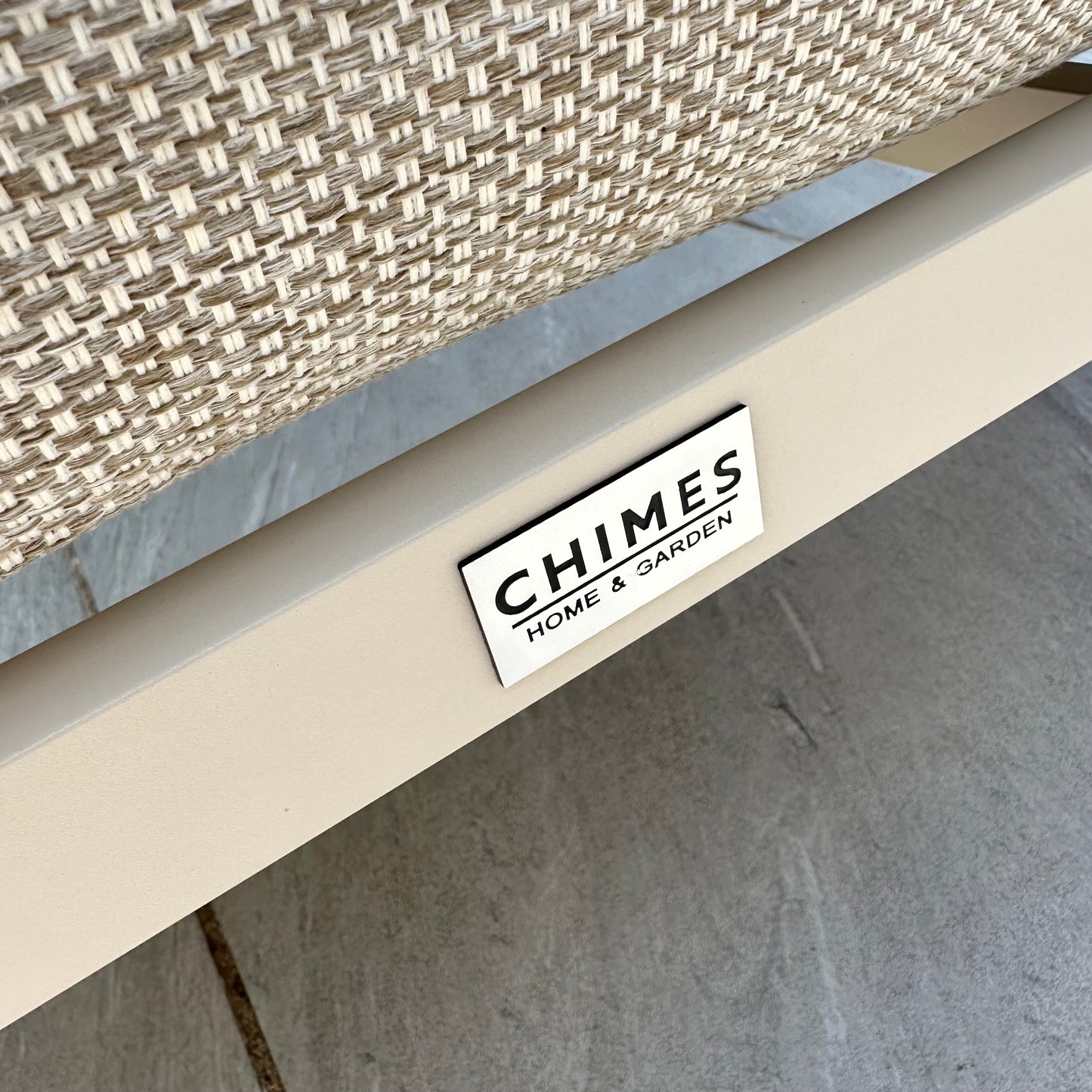 Chimes - Portofino Casual Aluminium & Rope Corner Dining Set With Rising Firepit Table - Left & Right Hand - Cream