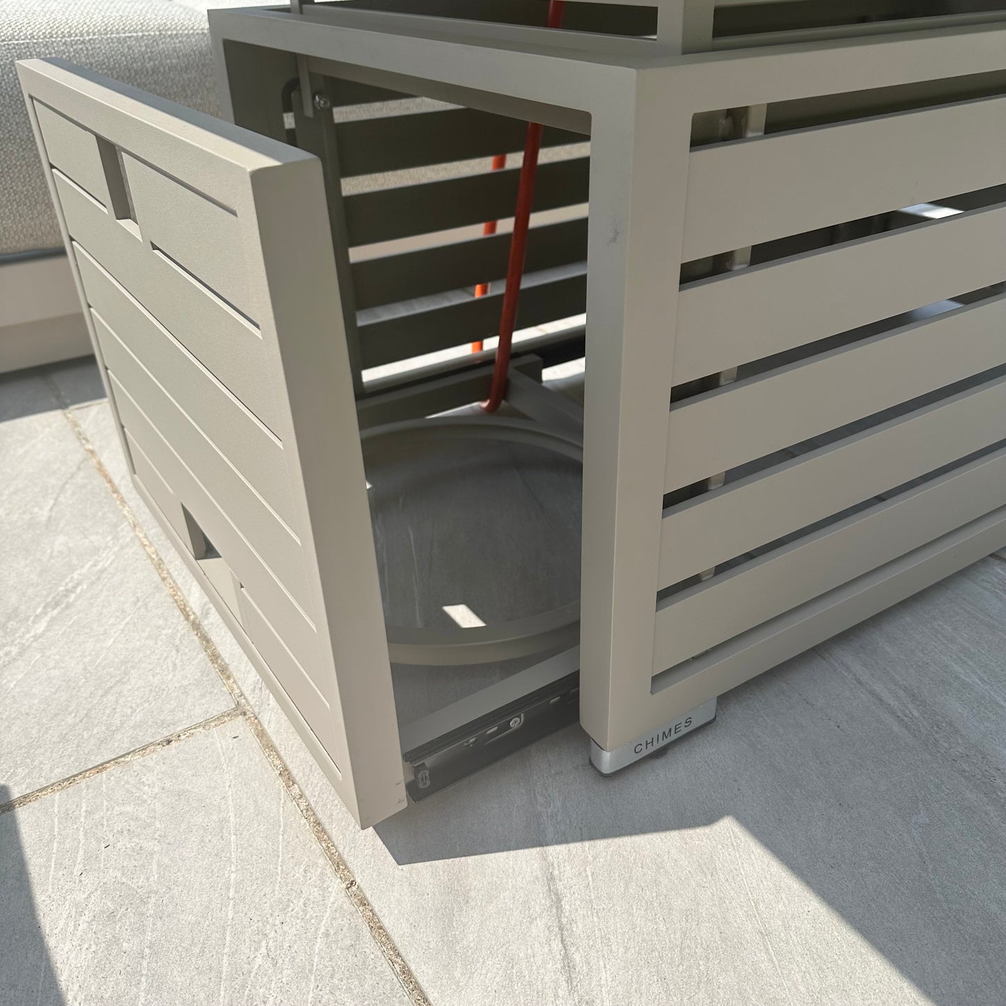 Chimes - Portofino Casual Aluminium & Rope Corner Dining Set With Rising Firepit Table - Left & Right Hand - Cream