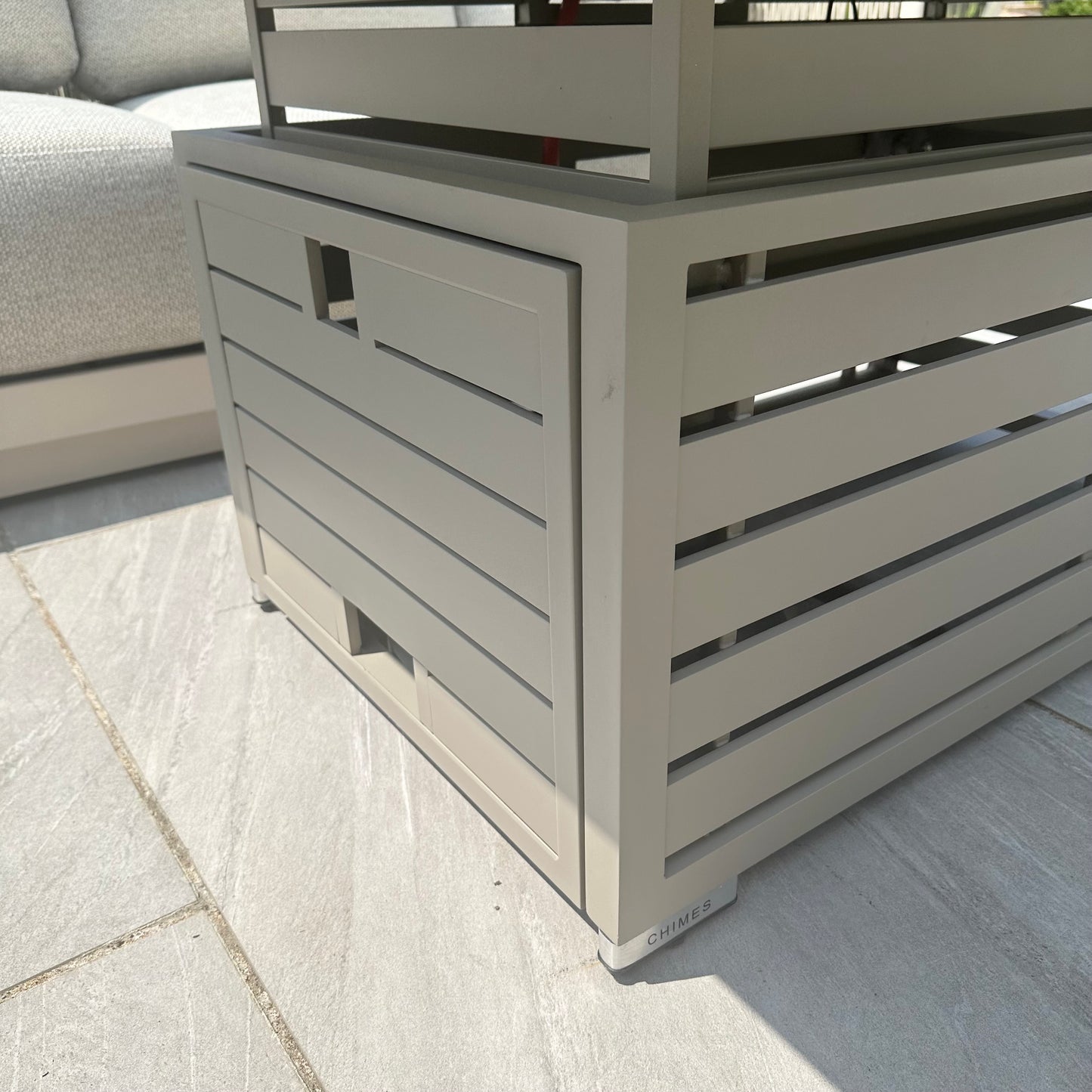 Chimes - Portofino Casual Aluminium & Rope Corner Dining Set With Rising Firepit Table - Left & Right Hand - Cream