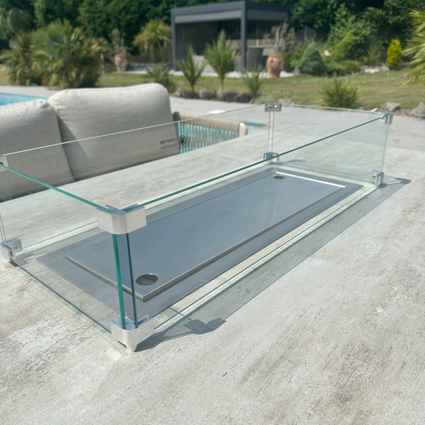 Chimes - Portofino Casual Aluminium & Rope Corner Dining Set With Rising Firepit Table - Left & Right Hand - Cream