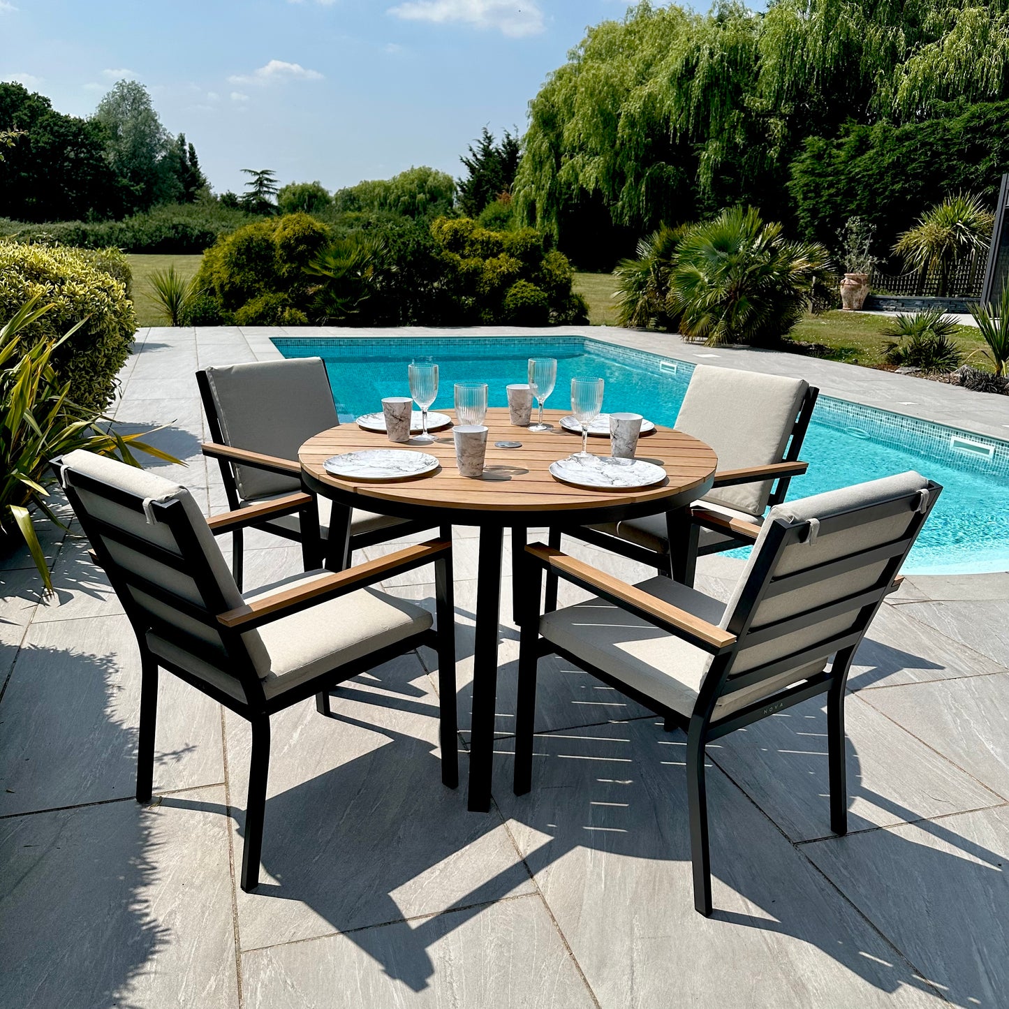 Nova - Heidi 4 Seat Round Dining Set - LOW STOCK