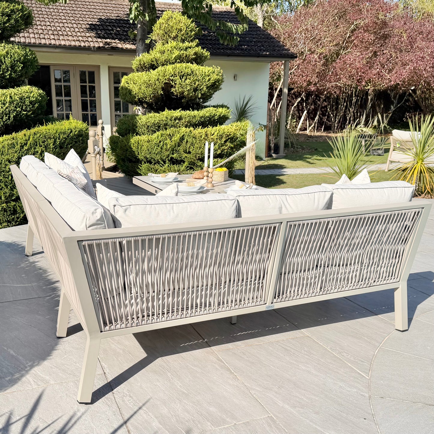 Chimes - Seville Aluminium & Rope Casual Corner Dining Set - Left Hand - Champagne