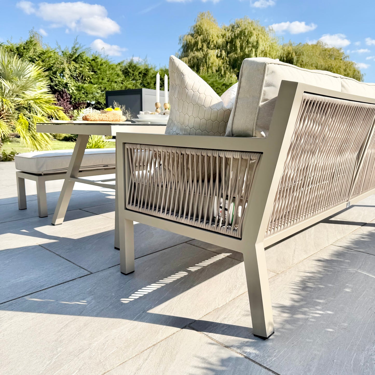 Chimes - Seville Aluminium & Rope Casual Corner Dining Set - Left Hand - Champagne