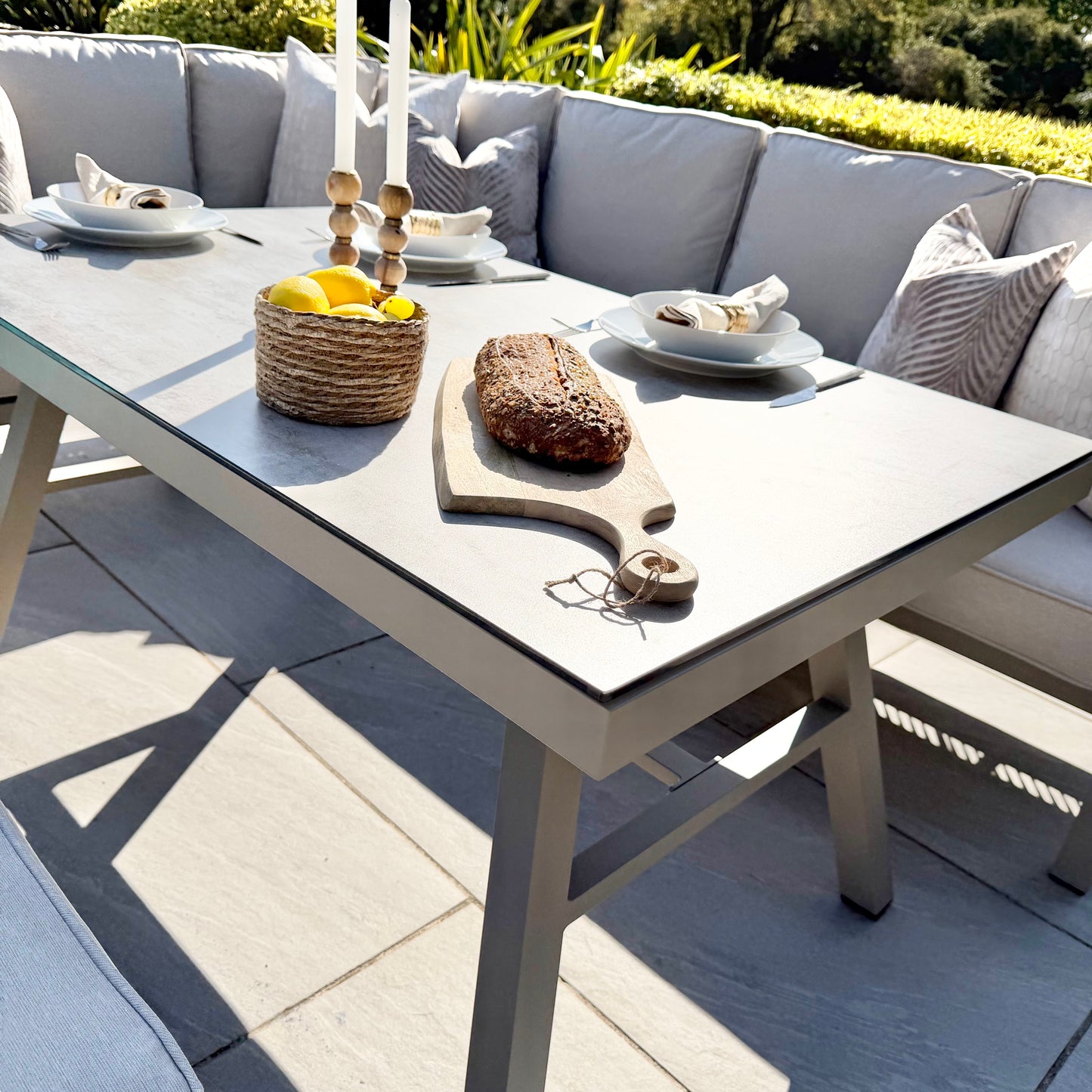 Chimes - Seville Aluminium & Rope Casual Corner Dining Set - Left Hand - Champagne