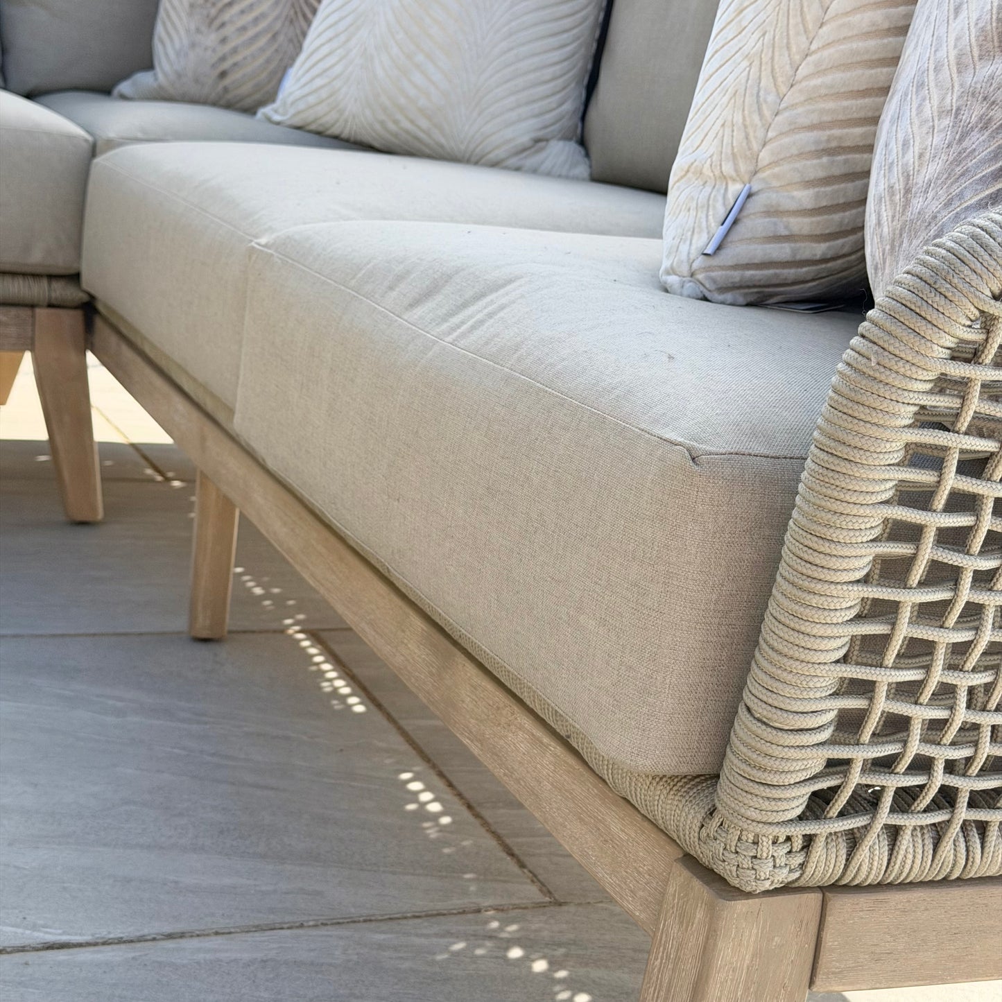 Nova - Summer Corner Sofa Set with Round Coffee Table & Side Table - Beige - LOW STOCK