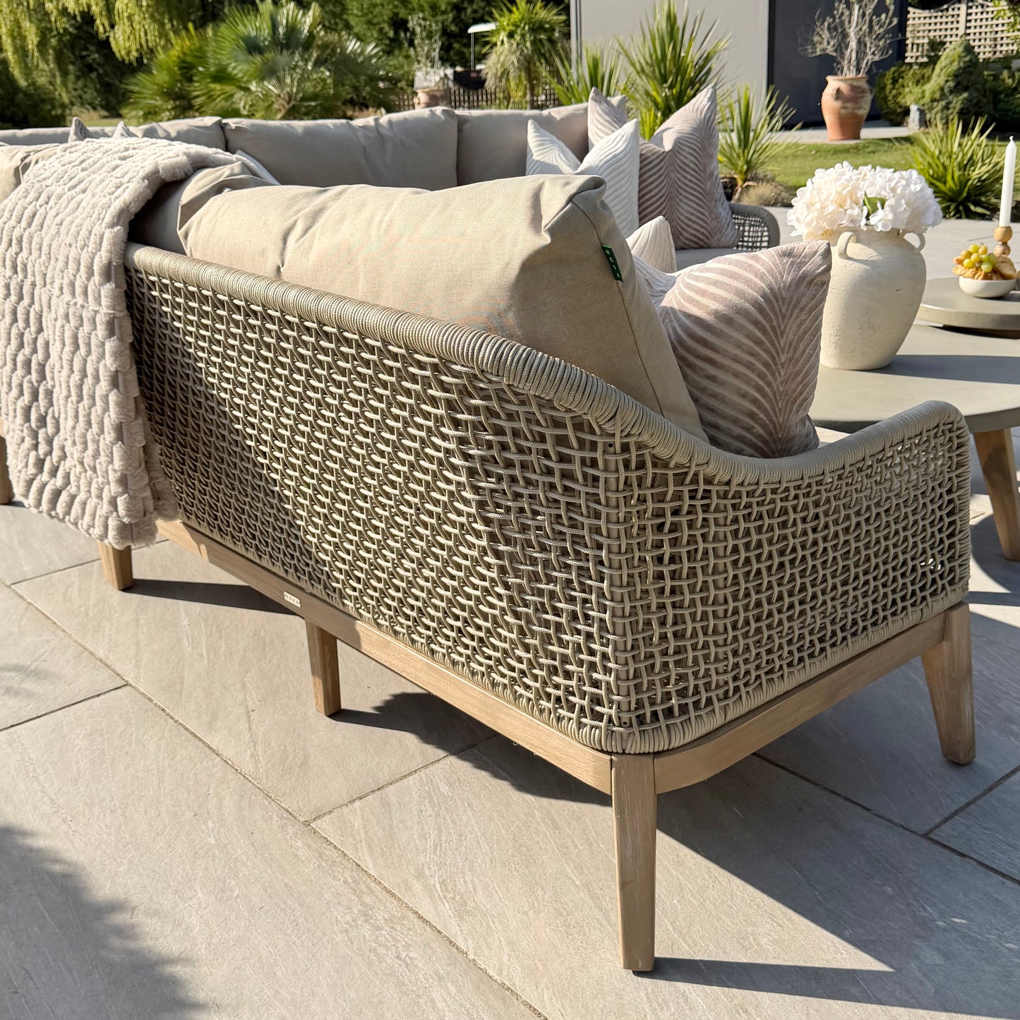 Nova - Summer Corner Sofa Set with Round Coffee Table & Side Table - Beige - LOW STOCK