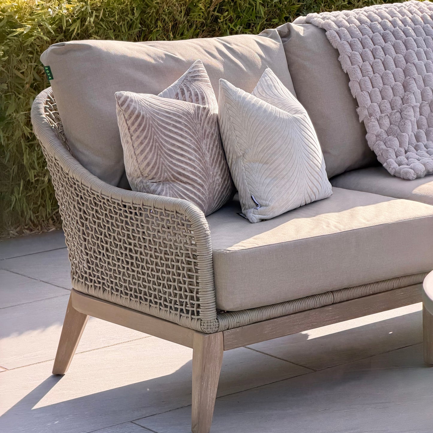 Nova - Summer Corner Sofa Set with Round Coffee Table & Side Table - Beige - LOW STOCK