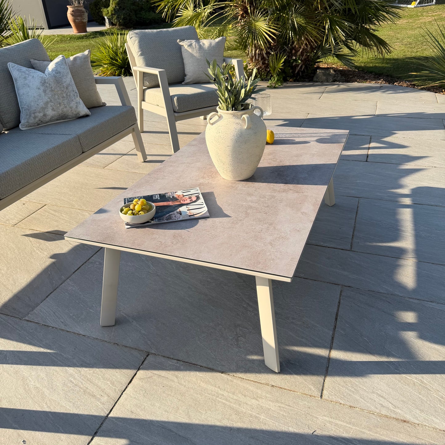 Nova - Phoenix 3 Seater Sofa Set with Rectangular Coffee Table - Pebble