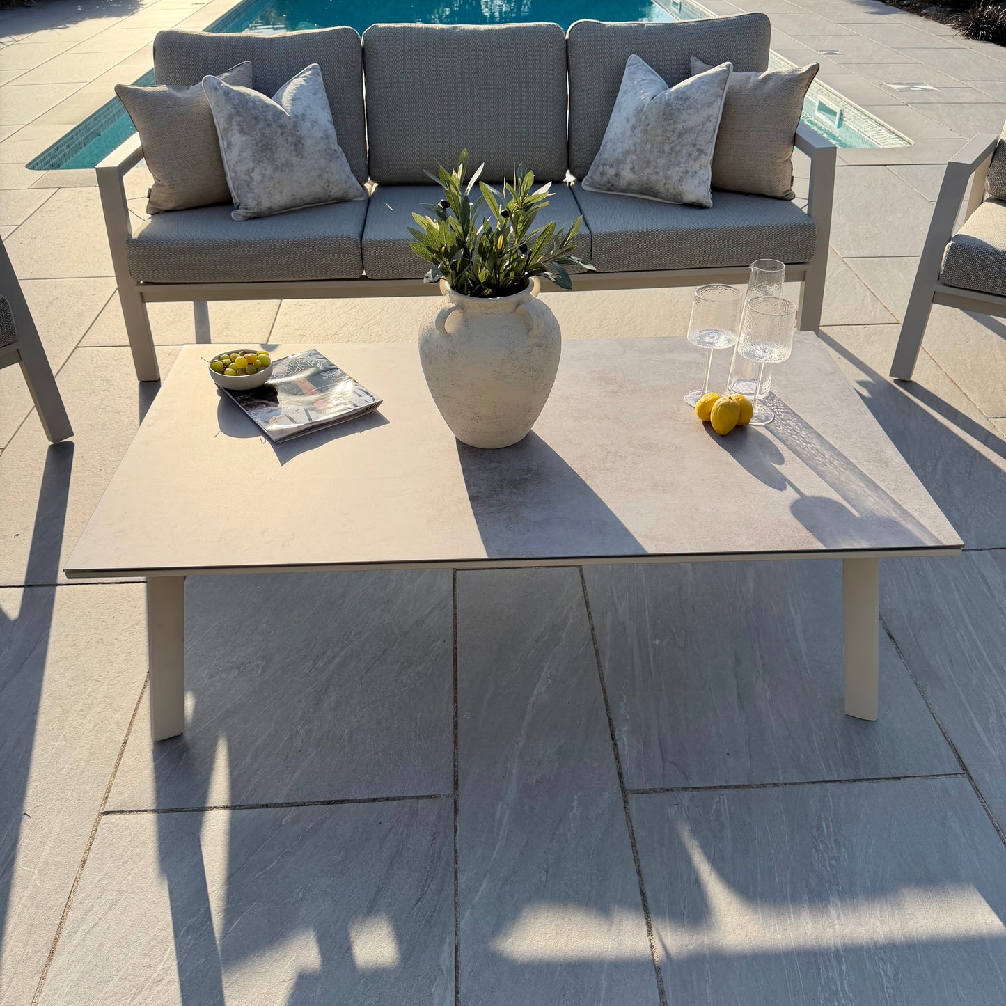 Nova - Phoenix 3 Seater Sofa Set with Rectangular Coffee Table - Pebble